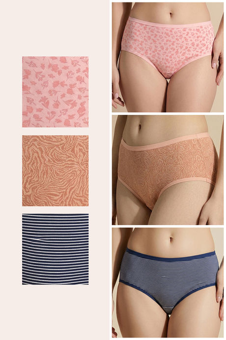 Zivame Medium Rise Full Coverage Hipster Panty (Pack of 3) - Multicolor — image 2